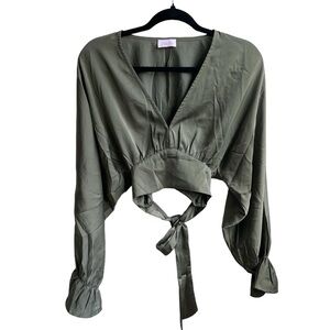 Pink Lily Satin Crop Top (Size S)